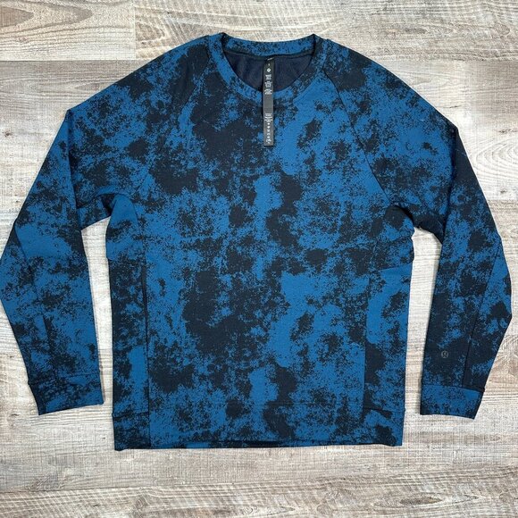 New Lululemon Sweatshirt Men Small Blue Black Camo Pullover Crewneck CIty Sweat - Picture 1 of 9